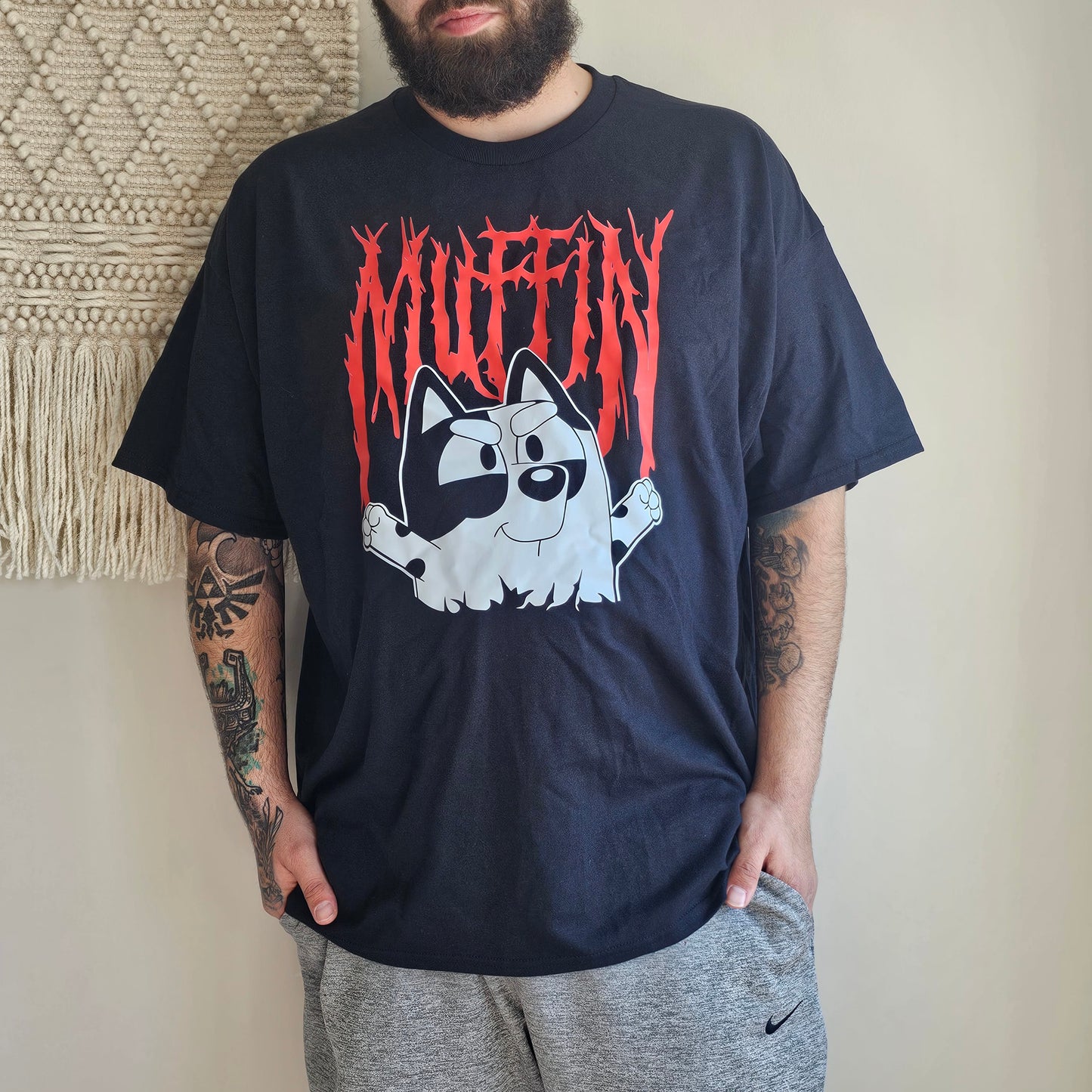 Black Crewneck Print Shirt