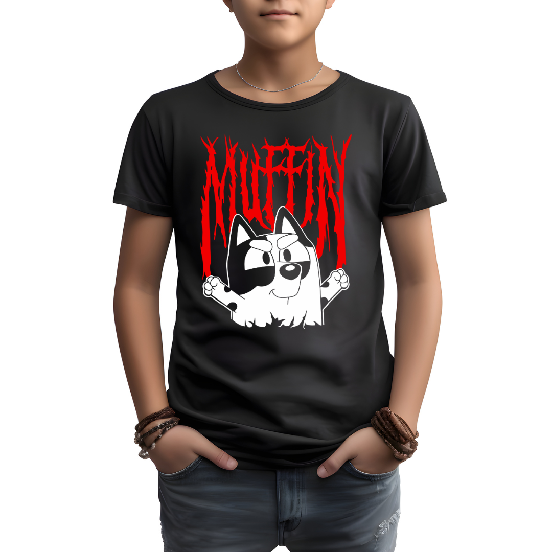 Kids Black Printed T-shirt